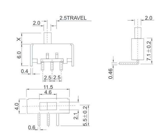 SS-12G21(1p1t)拨动开关规格图