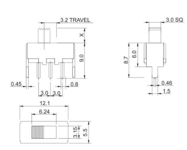 SS-12F44(1p1t)拨动开关图纸