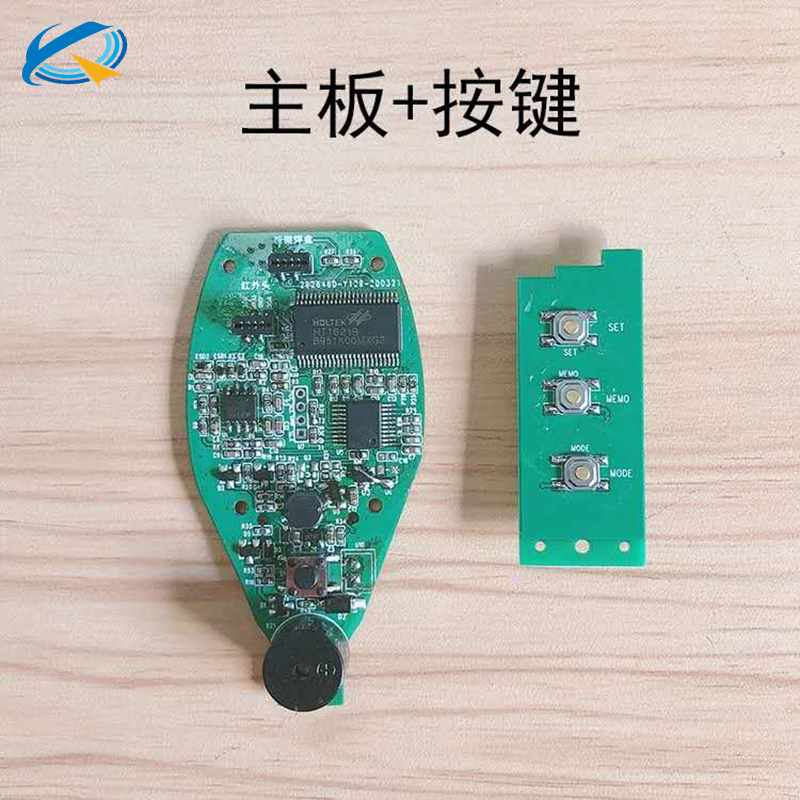 轻触开关和按键开关在体温计主板上的位置