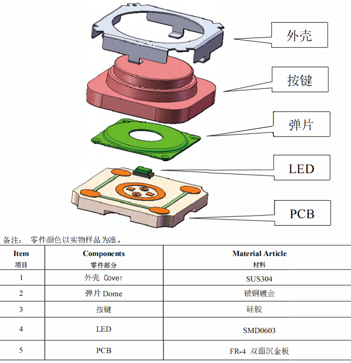 轻触开关结构图