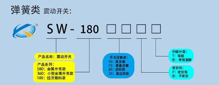 塑料壳弹簧震动开关型号说明