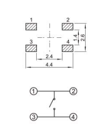 YX-TS-A006，四脚贴片小型轻触开关电路图